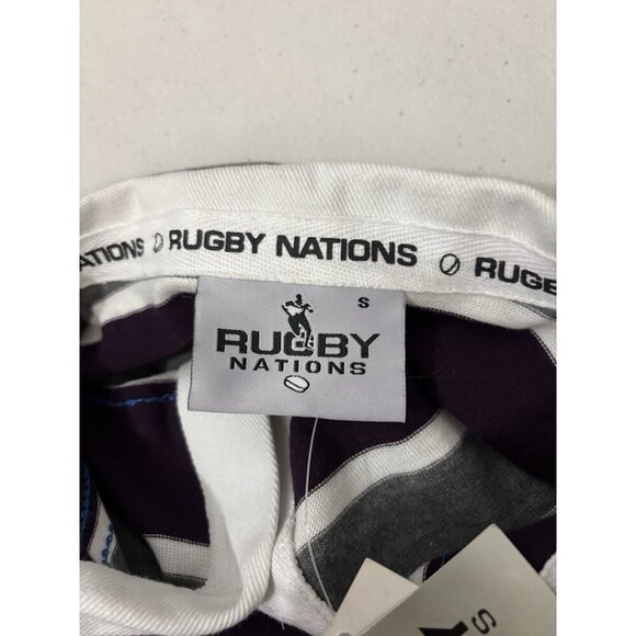 Rugby Nations Scotland striped polo long sleeve purple gray men small - Picture 9 of 14